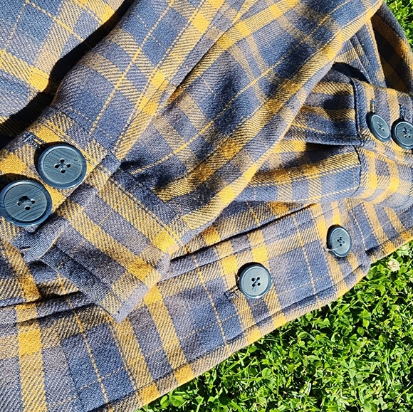 HURLEY y2k Blue Orange Plaid Inner Flower Pattern Button Cropped Jacket Size M - Picture 4 of 11